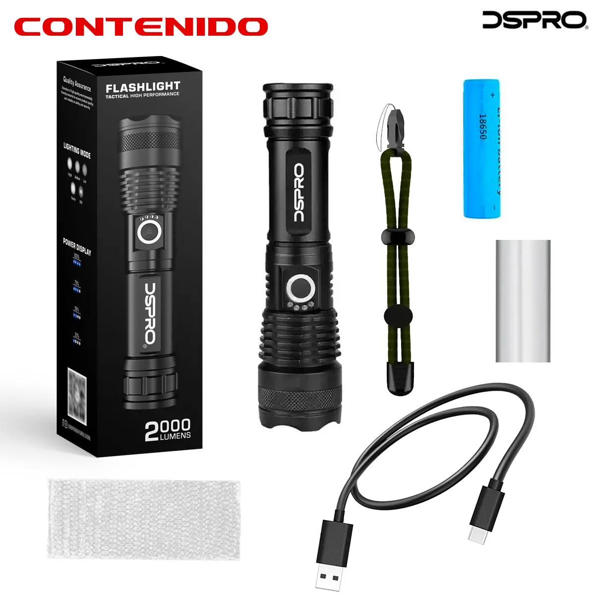 DSPRO Linterna Potente 2000 LM - Imagen 4