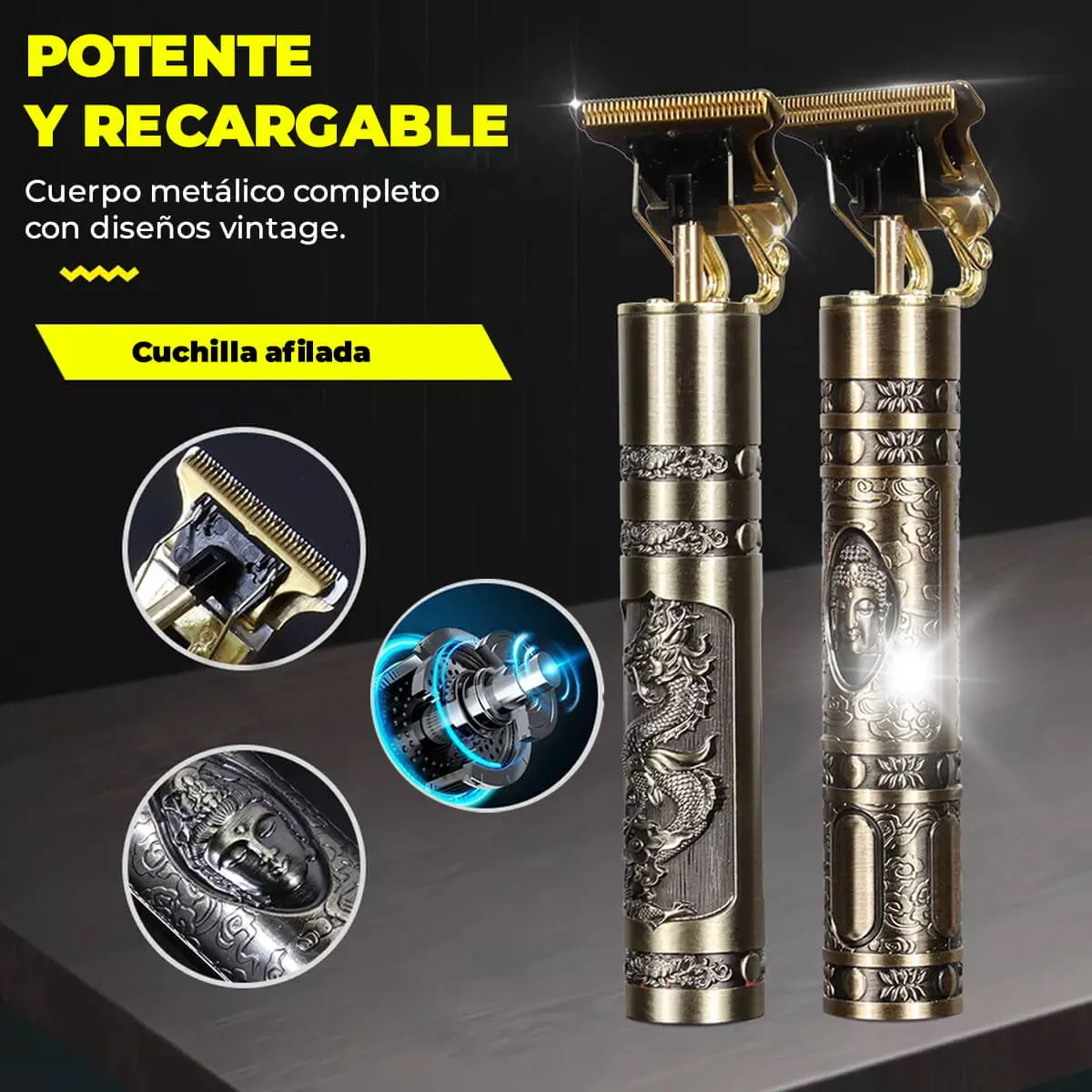 Patillera Vintage Recargable Trimmer - Imagen 7