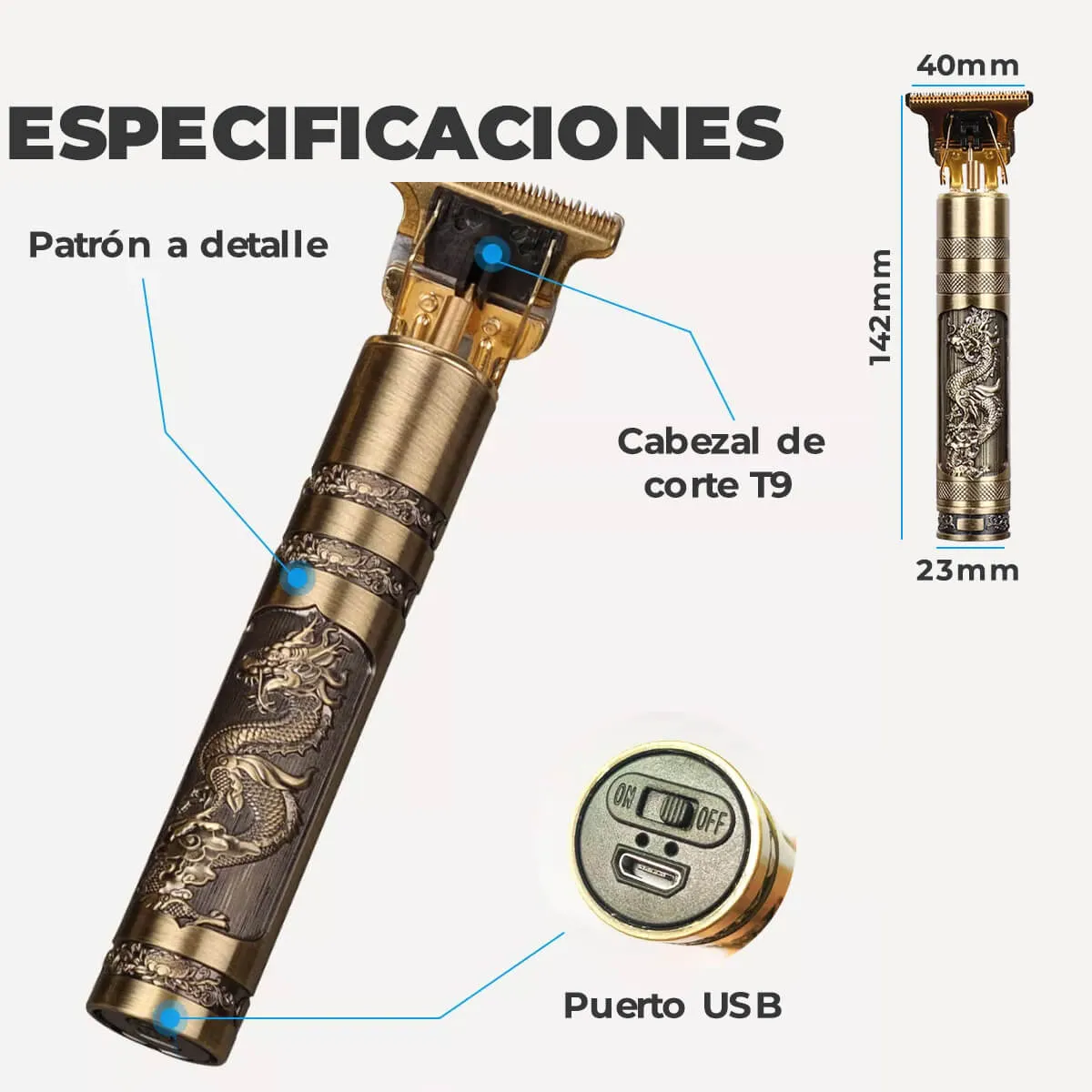 Patillera Vintage Recargable Trimmer - Imagen 8